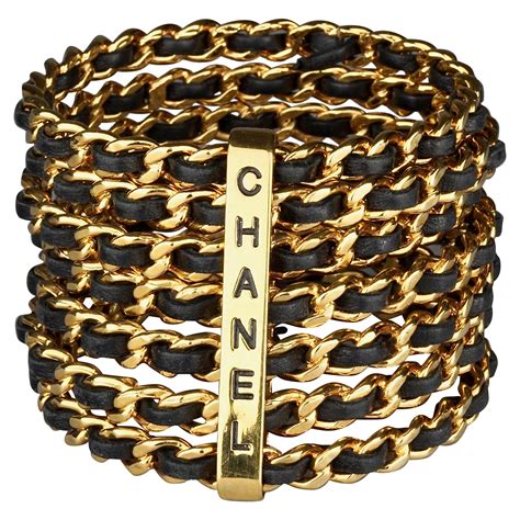 vintage chanel logo black enamel bangle bracelet|chanel bracelet images.